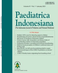 Image of Paediatrica Indonesiana : The Indonesian Journal of Pediatrics and Perinatal Medicine Volume 61 Issue 1