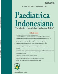 Image of Paediatrica Indonesiana (The Indonesian Journal of Pediatrics and Perinatal Medicine) Volume 63 Issue 5