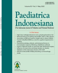 Image of Paediatrica Indonesiana : The Indonesian Journal of Pediatrics and Perinatal Medicine Volume 60 Issue 3