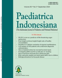 Image of Paediatrica Indonesiana : The Indonesian Journal of Pediatrics and Perinatal Medicine Volume 60 Issue 5