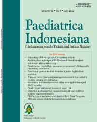 Image of Paediatrica Indonesiana (The Indonesian Journal of Pediatrics and Perinatal Medicine) Volume 62 Issue 4